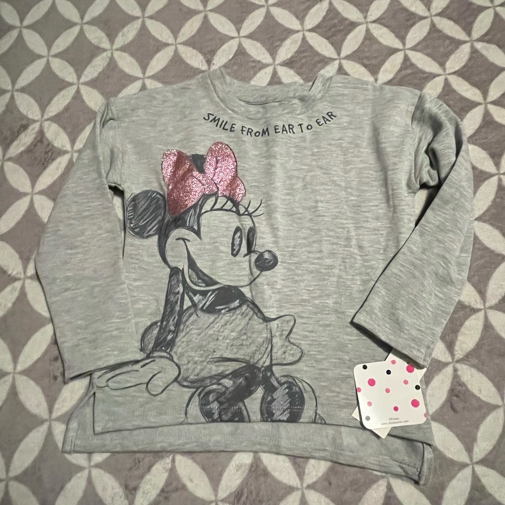 Disney Minnie Mouse Gray Sweatshirt with Pink Bow
